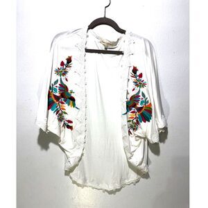 Angel premium boho cardigan gypsy embroidered tropical bird spring summer womenM